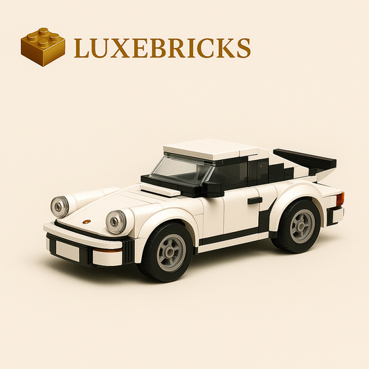 White Classic Retro Racing Car Building Set