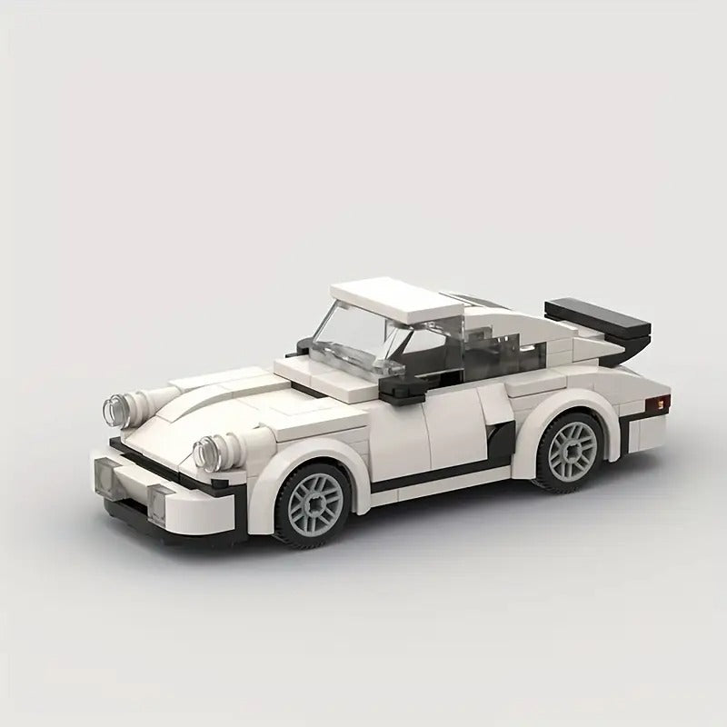White Classic Retro Racing Car Building Set
