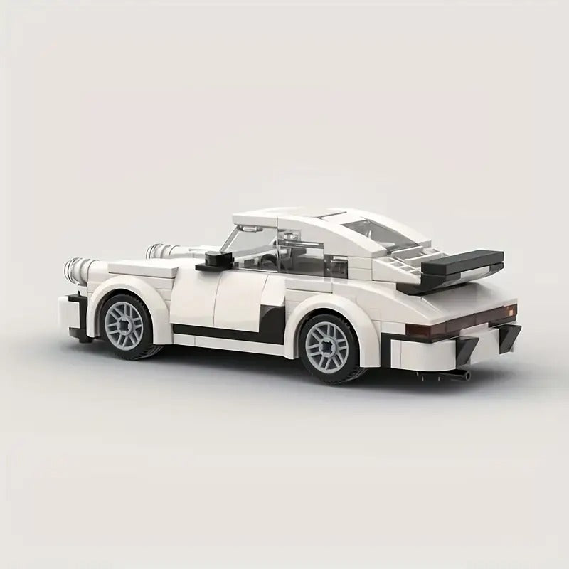 White Classic Retro Racing Car Building Set