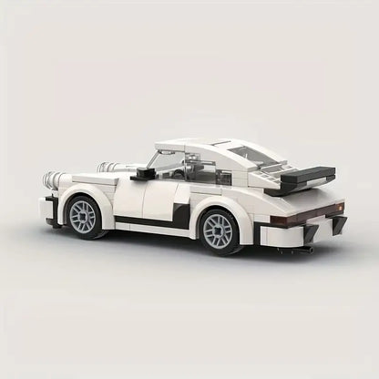 White Classic Retro Racing Car Building Set