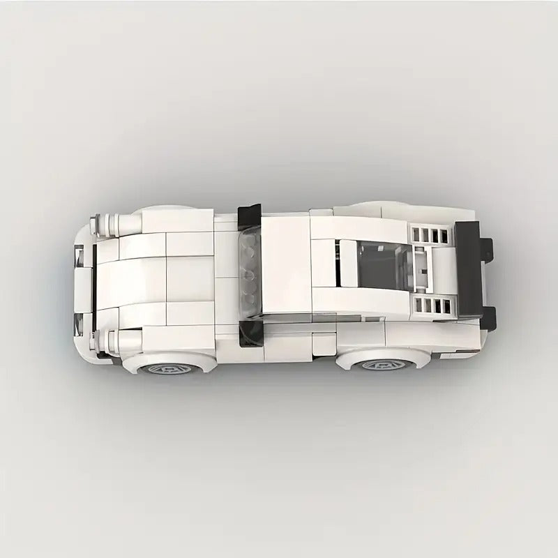 White Classic Retro Racing Car Building Set