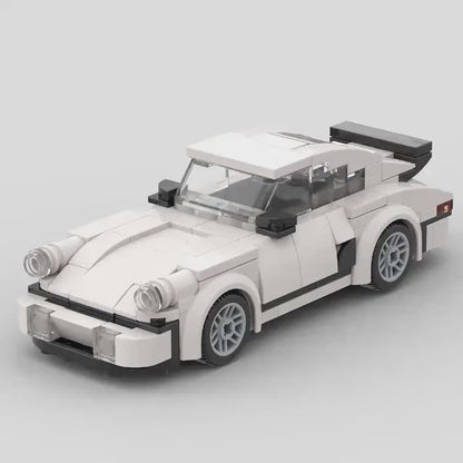 White Classic Retro Racing Car Building Set